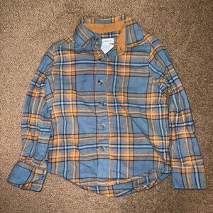 Plaid Kids Shirt in Blue and Orange